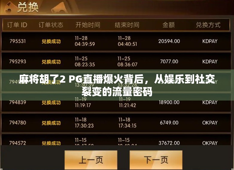 麻将胡了2 PG直播爆火背后，从娱乐到社交裂变的流量密码