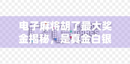 电子麻将胡了最大奖金揭秘，是真金白银还是数字游戏？