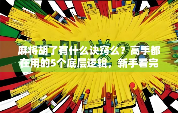 麻将胡了有什么诀窍么？高手都在用的5个底层逻辑，新手看完少走3年弯路！