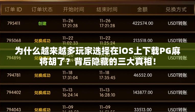 为什么越来越多玩家选择在iOS上下载PG麻将胡了？背后隐藏的三大真相！